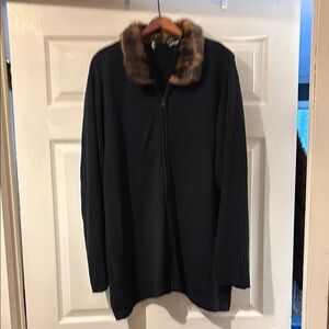 Black Jacket with Faux Fur Collar